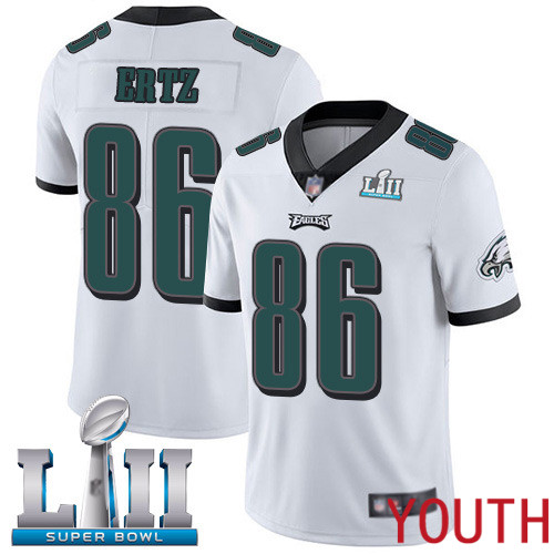 Youth Philadelphia Eagles #86 Zach Ertz White Vapor Untouchable NFL Jersey Limited Player Super Bowl LII Football